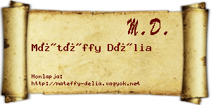 Mátéffy Délia névjegykártya